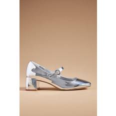 Plata Tacones y Zapatos de Tacón Larroudé Blair Buckled Women's Ankle Strap Block Heel Pumps