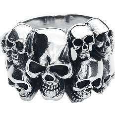 Herre Ringer etNox hard and heavy Goth Ring Hodeskaller Herrer sølvfarget