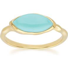 Topaz - Women Rings Gemondo Irregular Marquise Turquoise Ring In 18ct Gold Plated SterlIng Silver