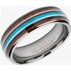 Unique Mens Tungsten Wood & Blue Opal Inlay 7mm Ring TUR-124-66 Three Colour