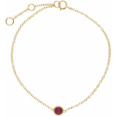 Classic Single Stone Round Ruby Milgrain Bracelet in 9ct Yellow Gold