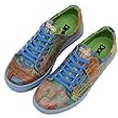 Dam - Krom Sneakers Dogo DOGO Kvinnors veganskt läder flerfärgade sneakers Vincent Van Gogh The Bedroom Muse Motif-37, Material: Polyester