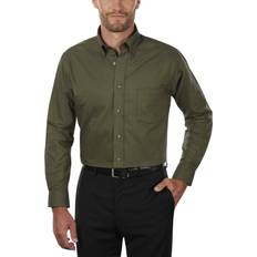 Long Shirts Van Heusen Men's Regular Fit Oxford Button Down Collar Dress Shirt, Dark Green