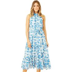 Yumi Leaf Print Halterneck Midi Dress