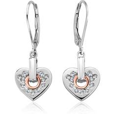 Clogau Cariad Sparkle Silver Heart Drop Earrings