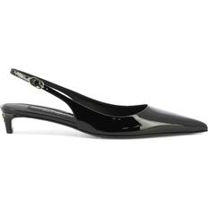 Leather Heels & Pumps Dolce & Gabbana Black Patent Leather Slingback Pumps with Low Heel Black