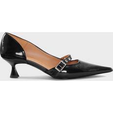 Ganni Feminine Buckle Kitten Heel Pumps Shoes in Black Recycled Polyester Women's Black