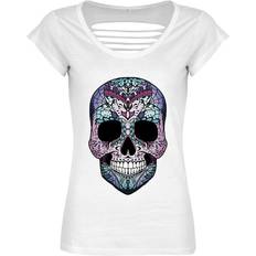 Grindstore Amaranthine Sugar Skull Razor Back T-Shirt White
