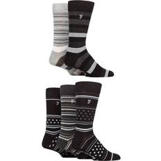 Stripes Socks FARAH Black/Charcoal Men's Bamboo Pattern Pack Socks With Embroidered Leg 6-11