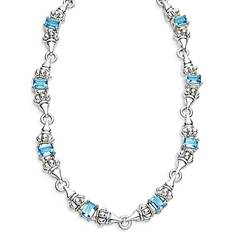 Lagos 18K Yellow Gold & Sterling Silver Glacier Blue Topaz Collar Necklace