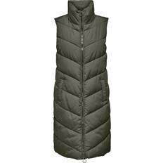 JdY Damen Long Padded Waistcoat New NOOS Jacke, Forest Night/Detail:Silver Zip