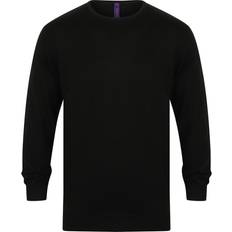 Crew Neck Gauge Fine Knit Jumper Sweatshirt Black