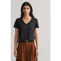 Gant Dam T-shirts Gant Dam Shield V-ringad T-shirt Svart