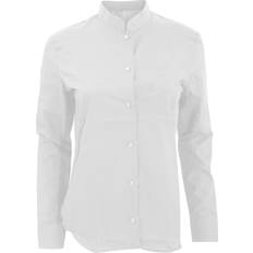 Femme - Long Chemises Kariban Long Sleeve Mandarin Collar Shirt White