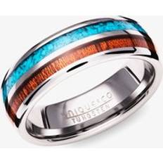 Multicoloured Rings Unique Mens Tungsten Wood & Turquoise Inlay 7mm Ring TUR-147-62 Multi-Coloured