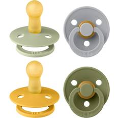 Colour Soother 4-Pack, BPA Free Dummy Pacifier, Round Nipple. Natural Rubber Latex, Made in Denmark. 6-18 Months Pack of 4 Green Gar
