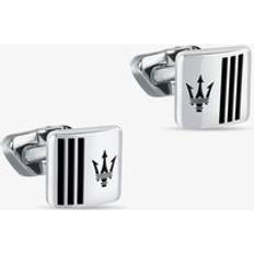 Maserati Silver Square Black Enamel Cufflinks JM422AVD10