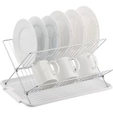 White Dish Drainers J&V Textiles J&V TEXTILES Foldable Rack Dish Drainer