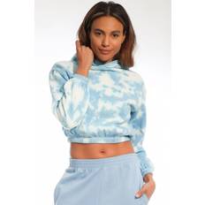 Light & Shade Tie Dye Cropped Hoodie Blue