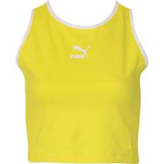 Elastane/Lycra/Spandex - Unisex Tank Tops Puma Womens/Ladies Classics Cropped Tank Blazing Yellow