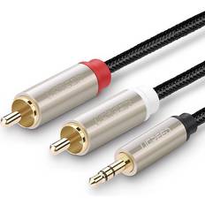 Cables Greenzech 1.5M 3.5mm to 2RCA Male to Male Cable for Phone Speaker Amplifier