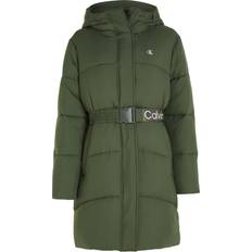 Calvin Klein Nylon Belted Puffer Coat - Thyme