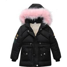 Cotton Jackets Amelie black, 7-8Years/Suitable for height 130cm Children's Cotton Jacket Girl's Thickened Jacket, Birthday Gift, Halloween, Christmas