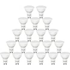 Paul Russells paul russells GU10 LED Bulbs – Pack of 20-50W Spotlight Equivalent, 4.9W 400lm Lumens Energy Saving Light Bulbs, 100° Wide Beam 6500K Daylight Frosted Non-Dimmable Lamps