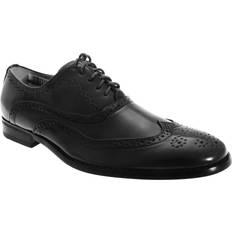 11 UK, Black Mens Leather Lace-Up Oxford Brogue Shoes