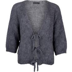 Black Colour Bccasey Bow Cardigan Grey