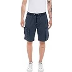 Replay Men Pants Replay Herren Cargo-Shorts mit Stretch, Blau Blue 085