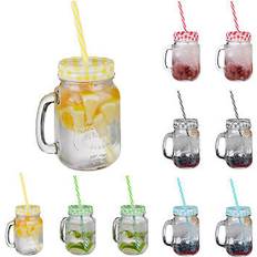 Relaxdays 10x Drinking Jars 500ml Transparent