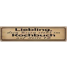 Accessoires d'intérieur Blechschild 46x10 cm - Leibling Essen Steht Im Kochbuch