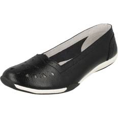 Down To Earth UK 4, Black/White Black Ladies Down To Earth Flat Comfort Ballerina Shoes