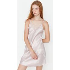 Rosa Negligéer Trendyol Collection Damen Powder Satin Nightdress Nightgown, Puder