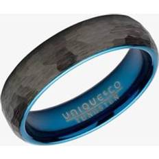 Unique Mens Tungsten Black IP Plated Hammered 6mm Ring TUR-113-66