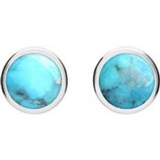 Hombre - Plata Pendientes C. W. Sellors Sterling Silver Turquoise Round Stud Earrings Silver