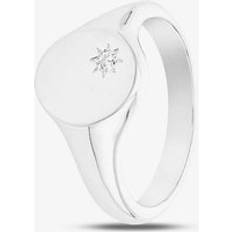 Rhodium Rings Sterling Silver Crystal Signet Ring U 8.82.0080 U