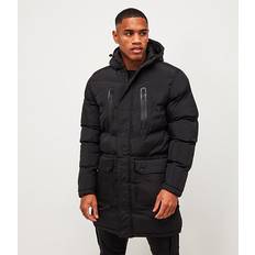 Brave Soul 'Todd' Longline Hooded Padded Jacket Black