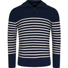 KnowledgeCotton Apparel Pullover Wool Navy Halfzip Dark Blue Blue