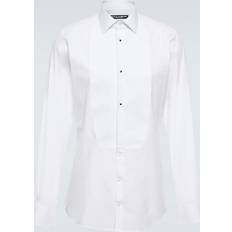 Wool Shirts Dolce & Gabbana Classic Tailored-Cut Tuxedo Shirt White