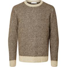 Herre - Nylon Gensere Selected Homme Rai Knit Crew Neck Genser Chocolate Torte