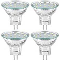 Sansun 2,4 W LED MR11-glödlampor, 12 V 20 W halogenersättning, G4/GU4/GZ4 Bi-Pin bas, dagsljus vit 4 000 K, paket med 4