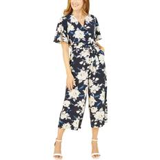 Florals Jumpsuits & Overalls Yumi Navy Floral Print Jumpsuit With Angel Sleeves