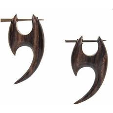 Men - Wood Earrings 81stgeneration Wood Earrings With Stick Posts Tiger Tooth -