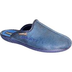 Femme - Similicuir Chaussons Goodyear Mens Tees Slippers - Bleu/Marron