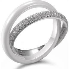 Rhodium Ringen Les Tresors De Lily Silberring 'Sissi' weiße Keramik Rhodium Ringe mm