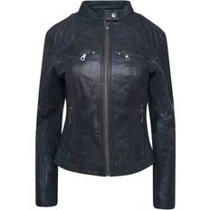 Blue - Leather Jackets Real Leather Biker Jacket Navy