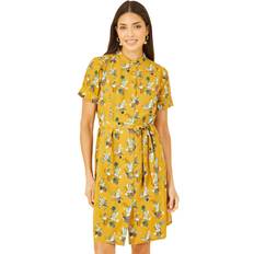 Amarillo Vestidos Yumi Crane Print Shirt Dress, Mustard