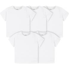 Gerber Baby Toddler 5-Pack Solid Short Sleeve T-Shirts 160 gSM, White, 5T